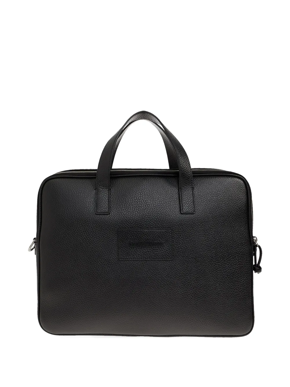 Emporio Armani - embossed bovine leather briefcase - heren - runderleer - Eén maat - Zwart