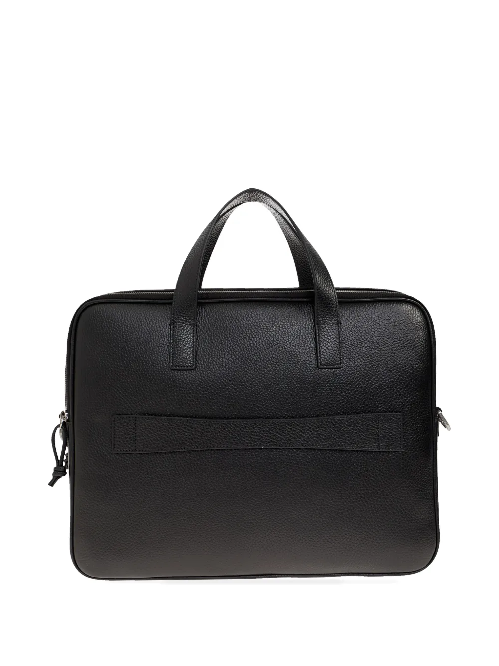 Emporio Armani Leren aktetas met reliëf Zwart