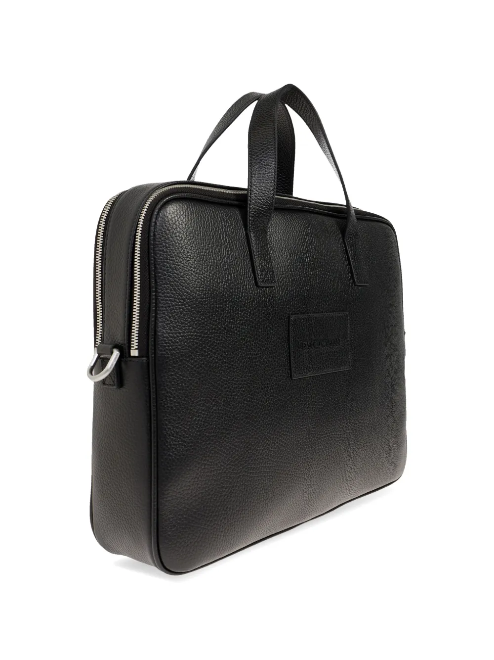 Emporio Armani Leren aktetas met reliëf Zwart