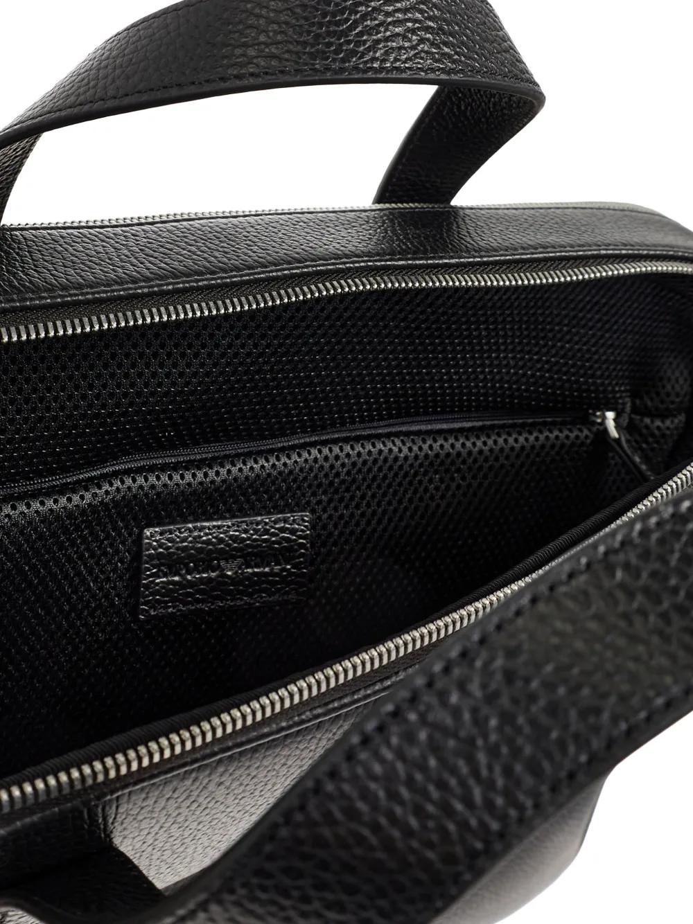 Emporio Armani Leren aktetas met reliëf Zwart