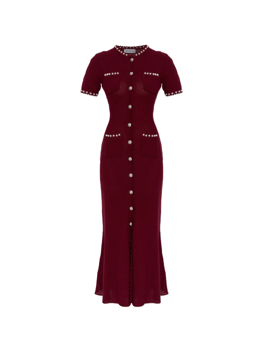 Self-Portrait button-up knit midi dress - Rosso