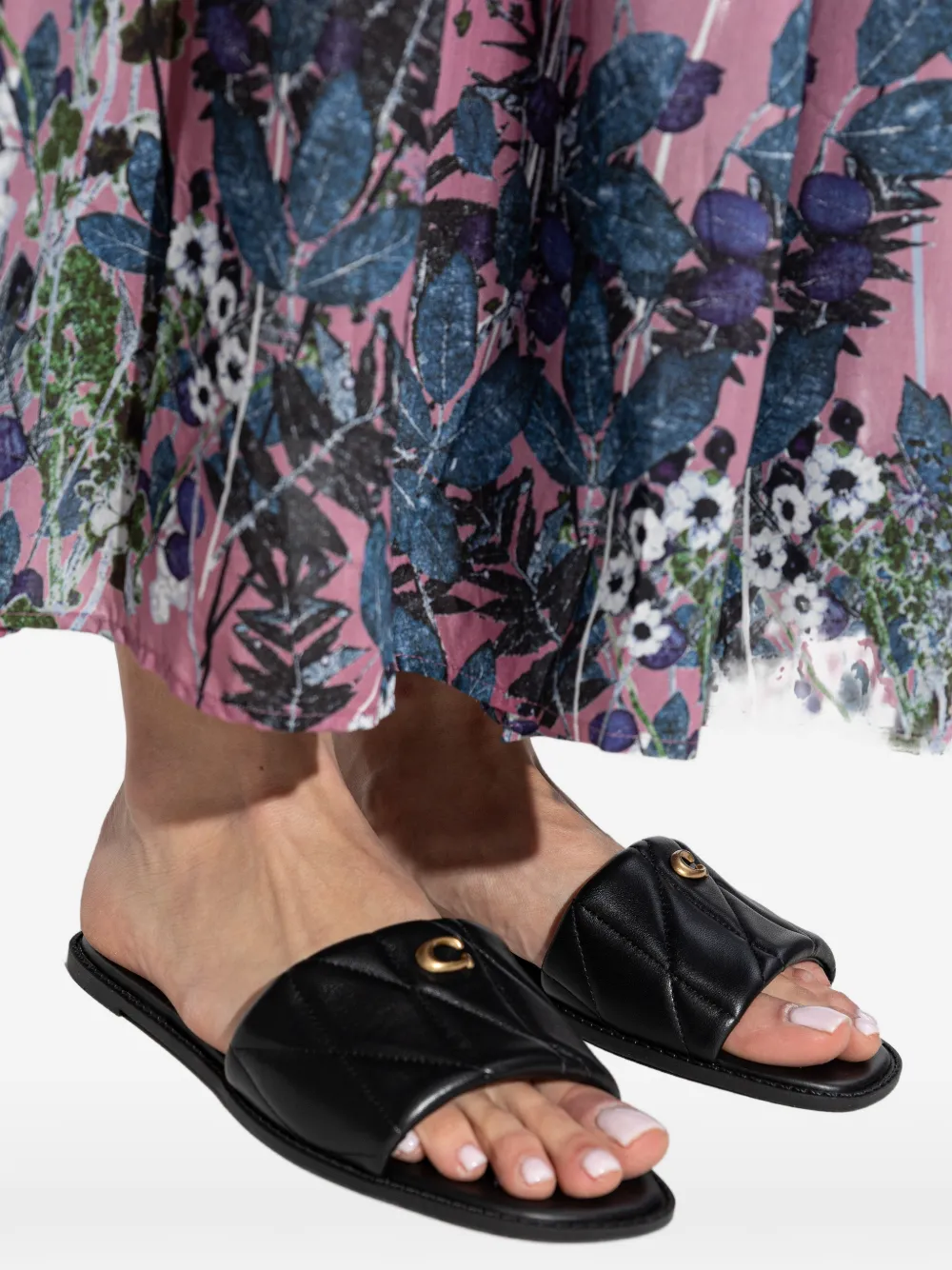 Coach Holly gewatteerde sandalen met logo Zwart