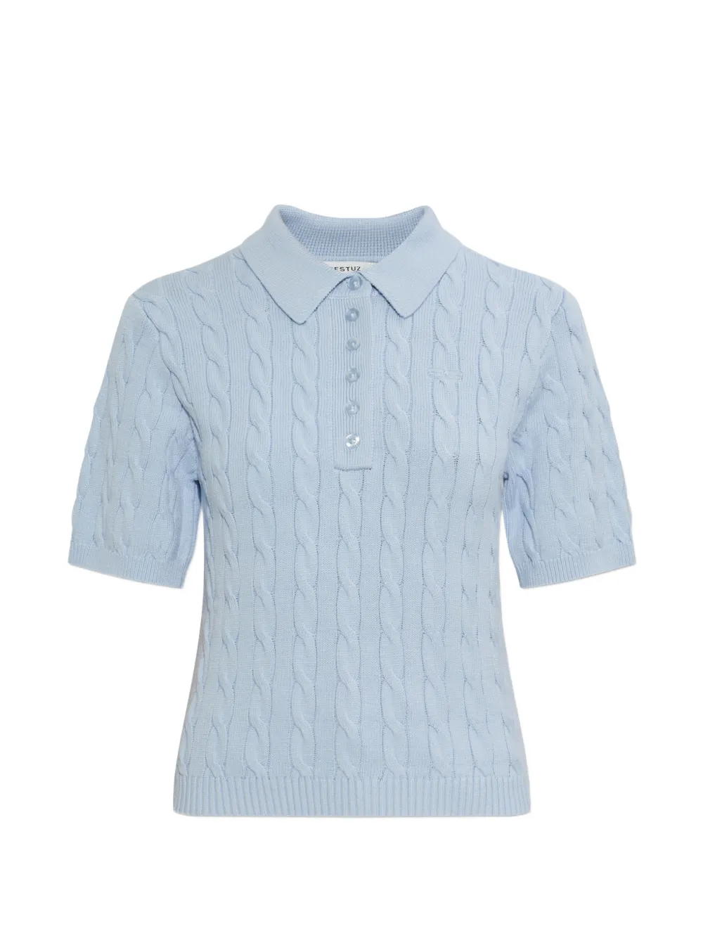 Gestuz cable-knit polo top - Blau