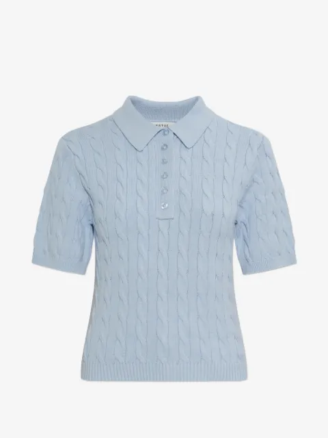 Gestuz cable-knit polo top