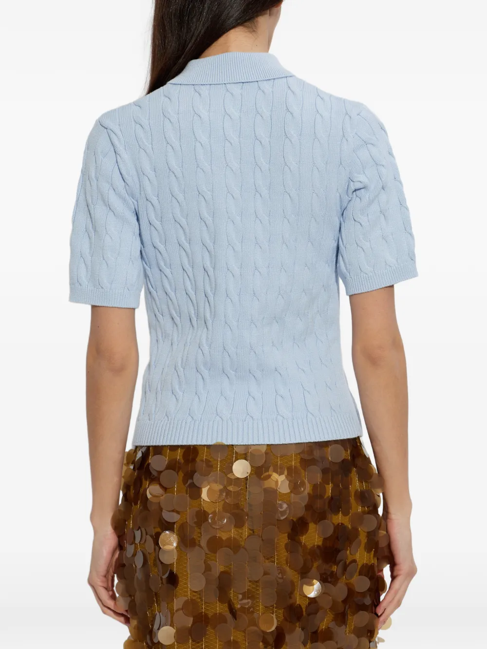 Gestuz Kabelgebreide polotop Blauw