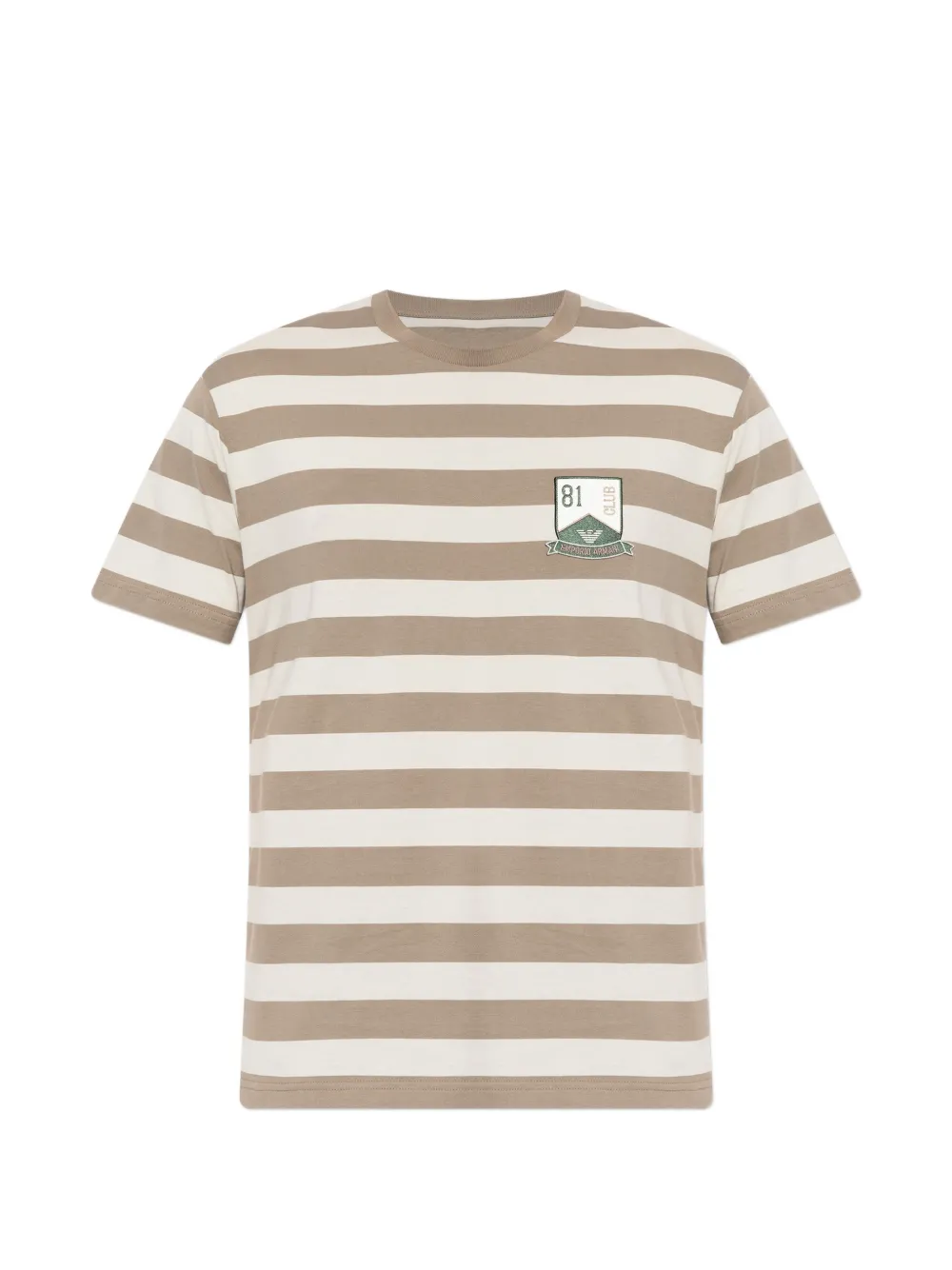 Emporio Armani striped logo-patch T-shirt - Toni neutri