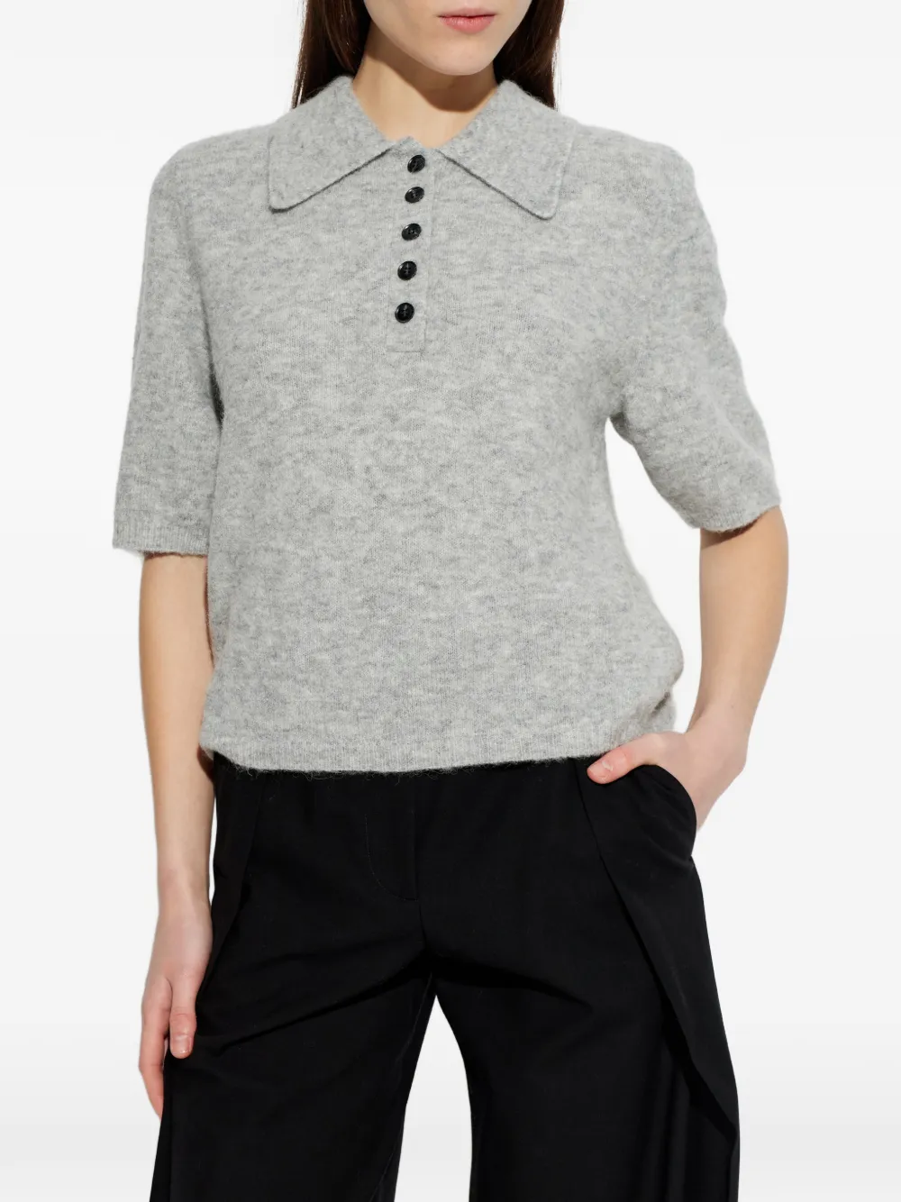  Gestuz Button Collared Knitwear - Grey 