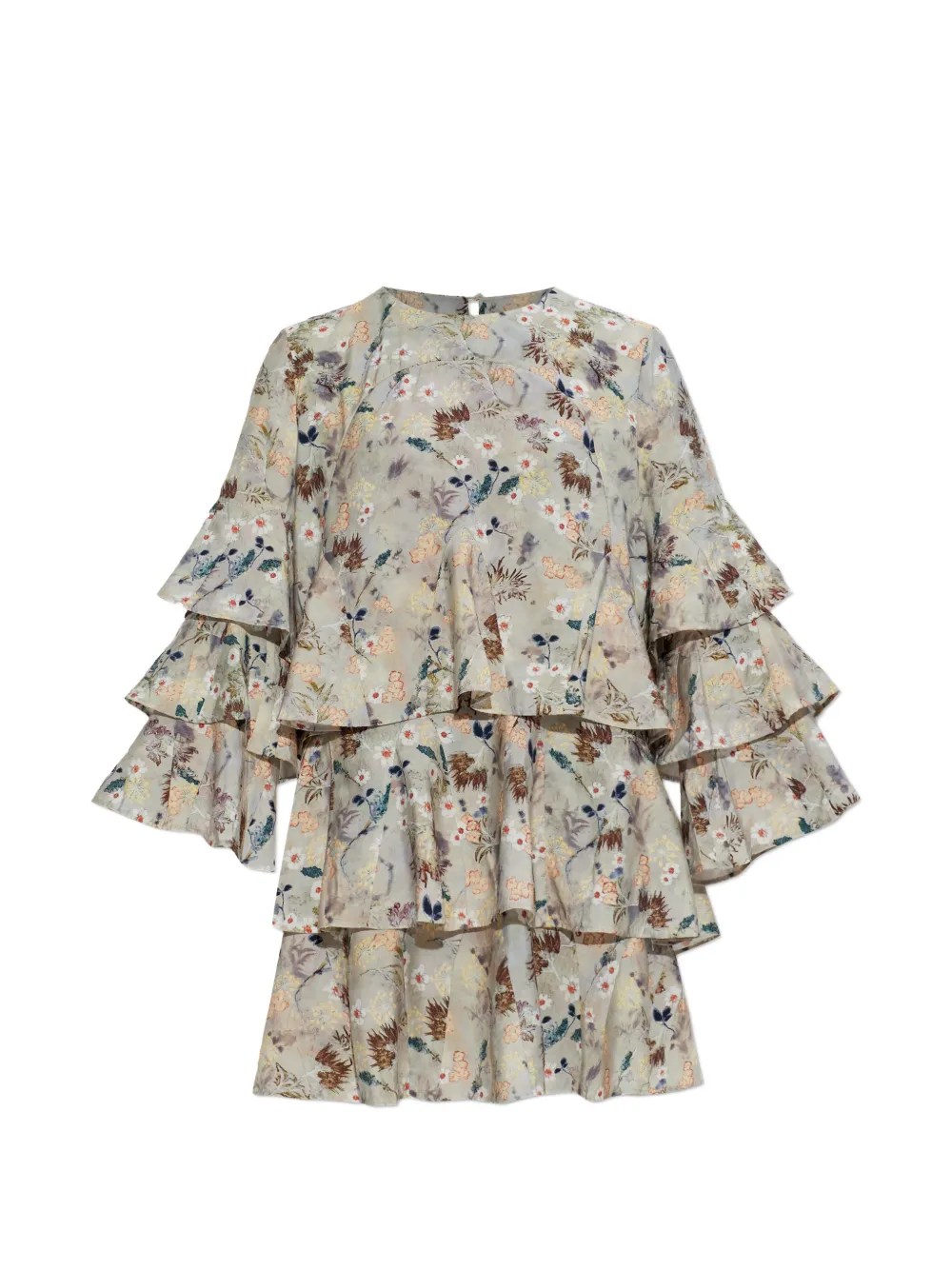 MUNTHE Brazos ruffled floral-print mini dress - Toni neutri