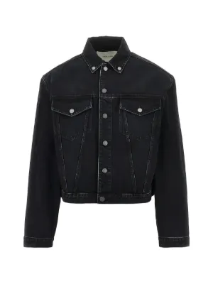 MASU diamond-pattern Denim Jacket | Black | FARFETCH