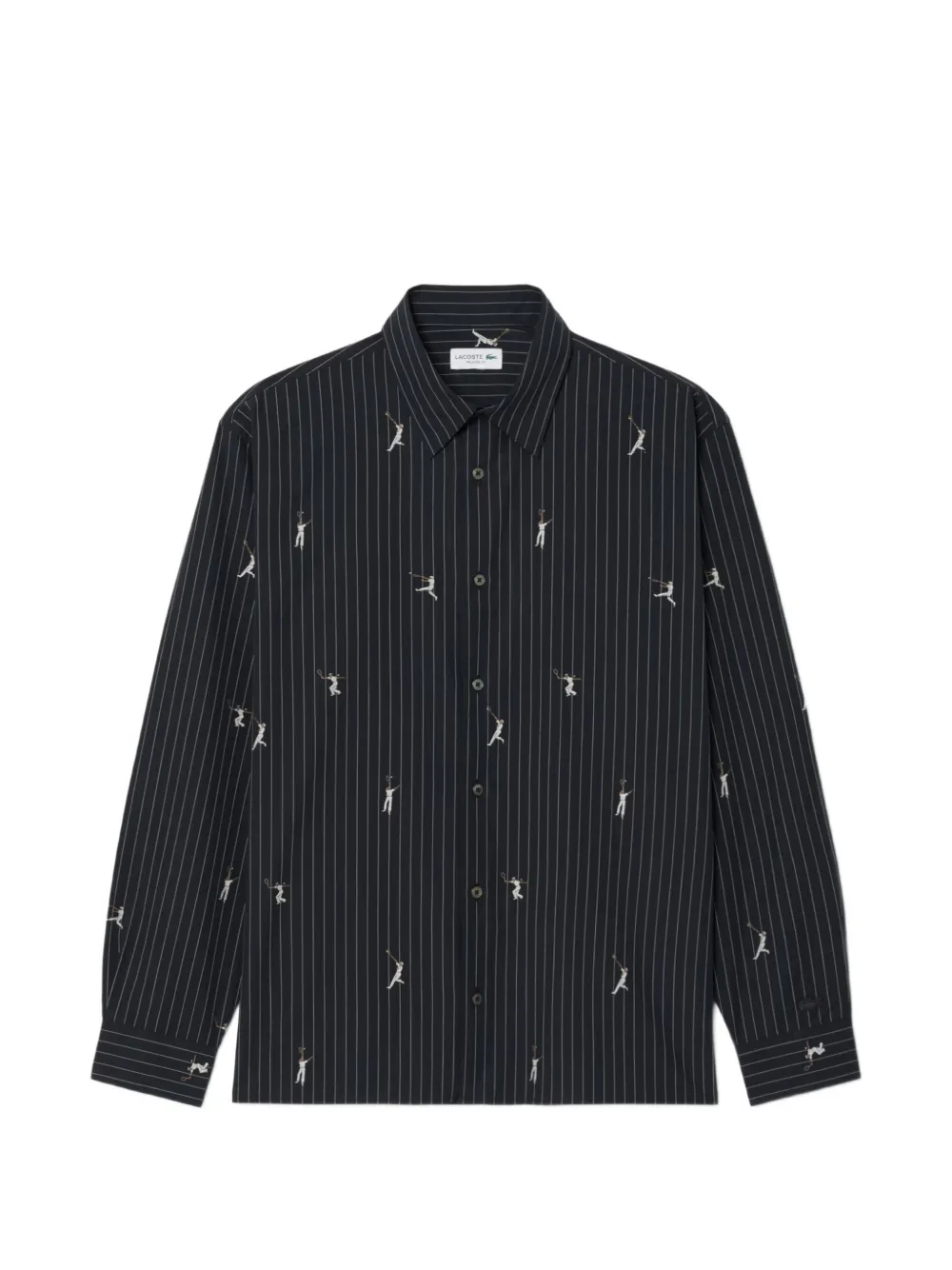 Lacoste pinstripe tennis-print shirt - Schwarz