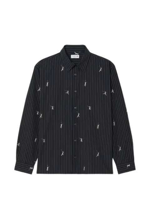 Lacoste pinstripe tennis-print shirt