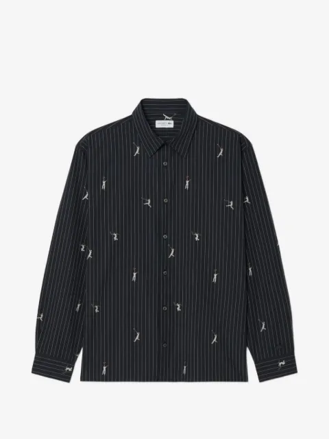 Lacoste pinstripe tennis-print shirt