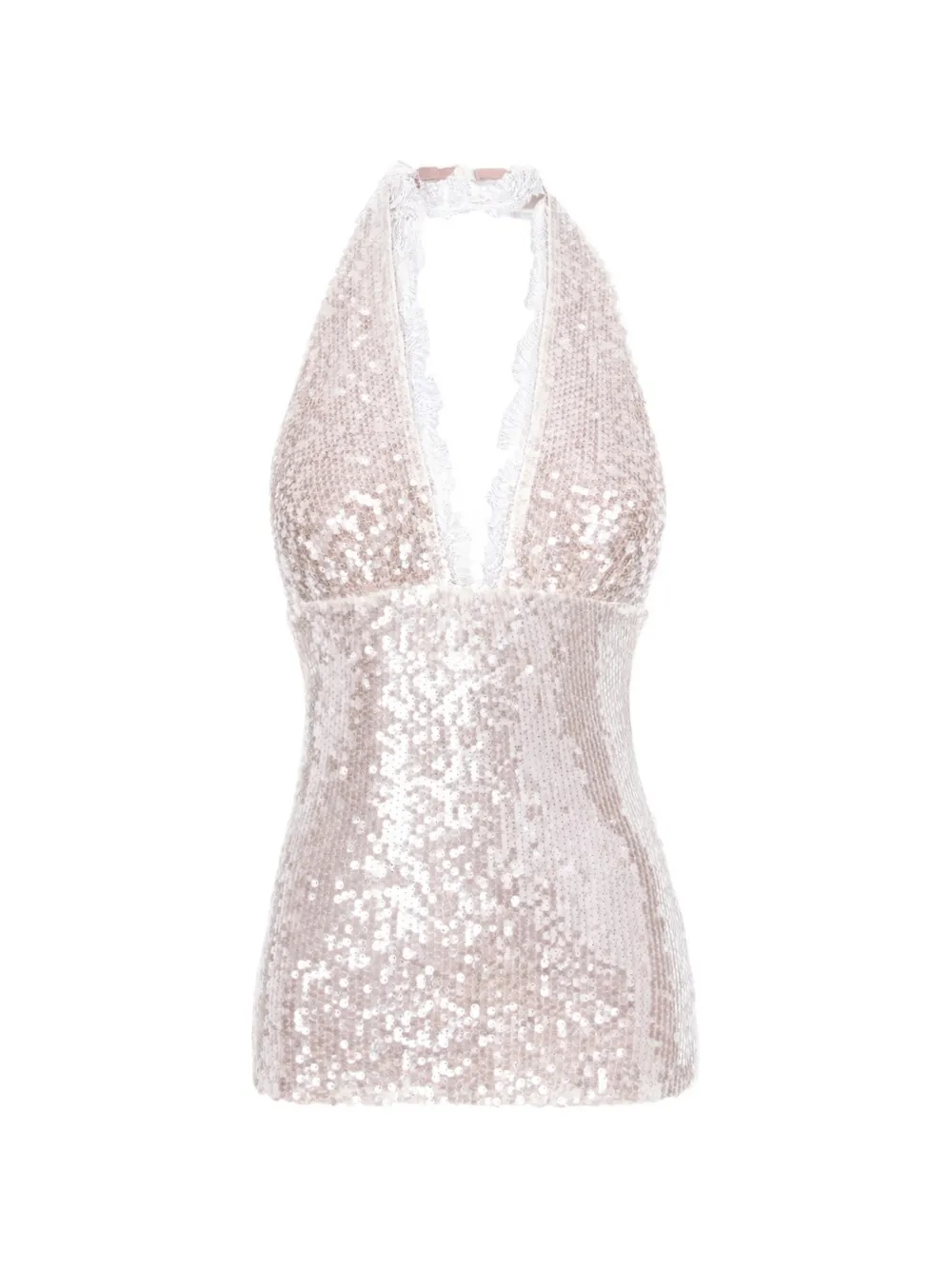 MANURÍ Pixie sequin lace top - Toni neutri