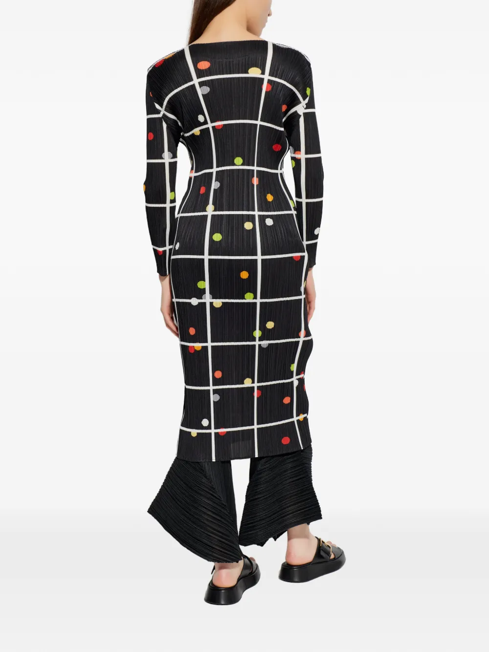 Pleats Please Issey Miyake Geplooide jurk met print Zwart