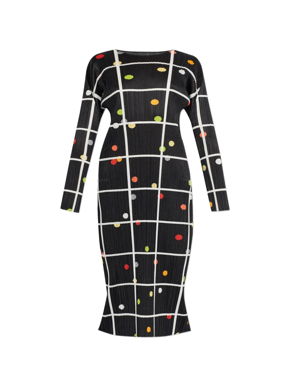 Pleats Please Issey Miyake pleated grid print dress - Nero