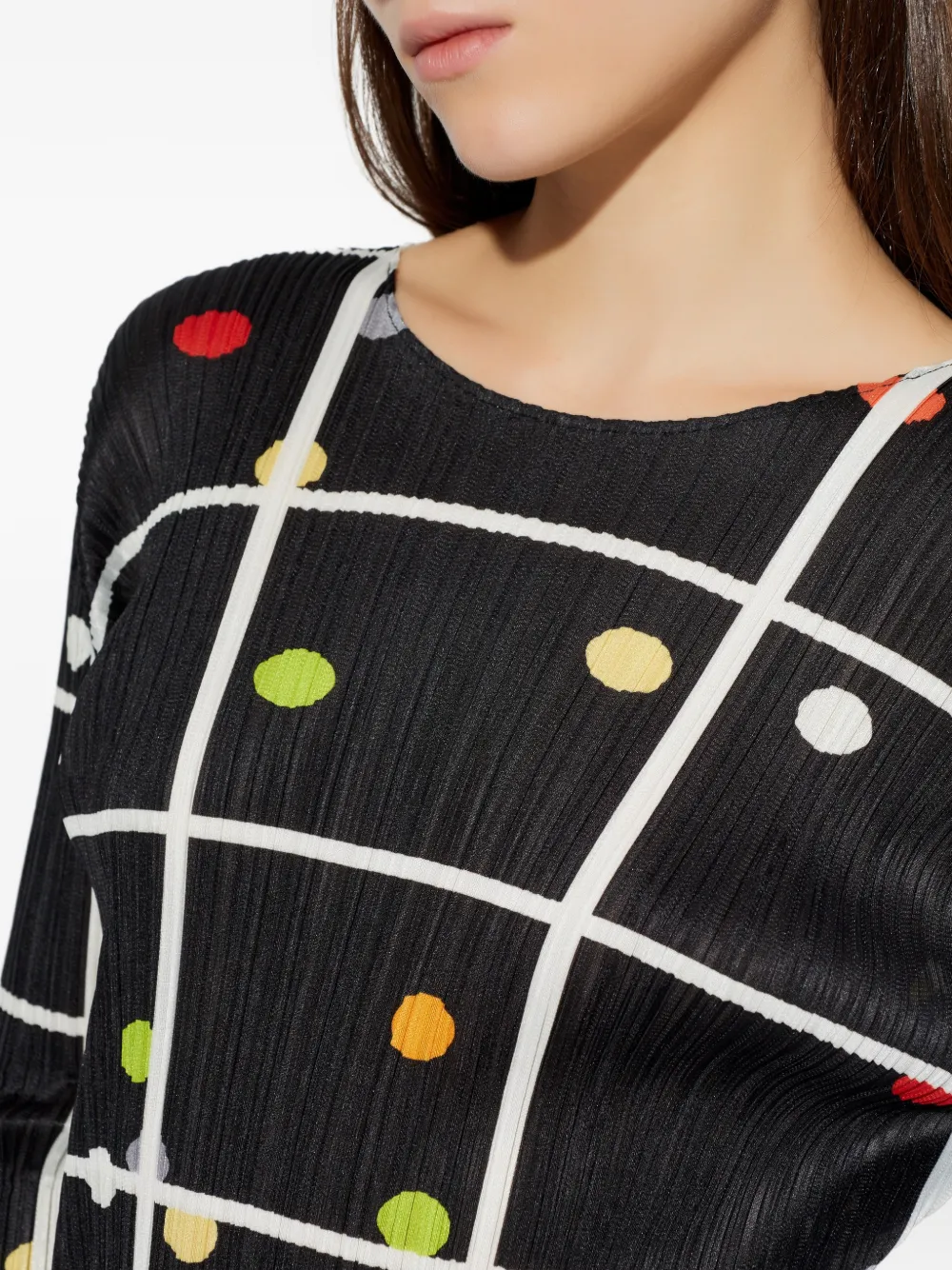 Pleats Please Issey Miyake Geplooide jurk met print Zwart