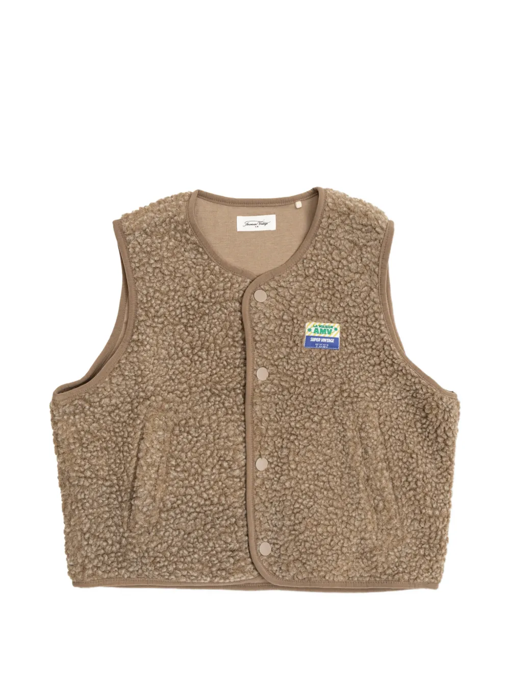 American Vintage Kids Hoktown logo-patch vest - Nude