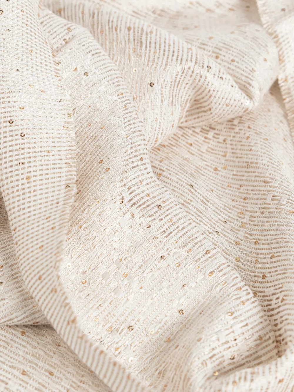  Emporio Armani Fringed Patterned Scarf - White 
