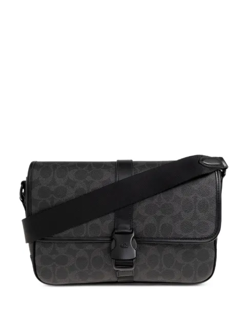 Coach League patterned buckle messenger bag