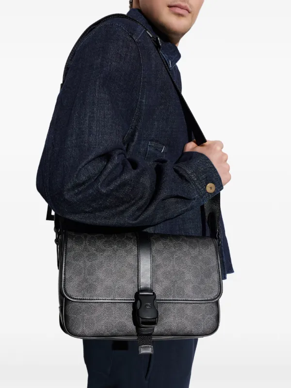 Coach League Patterned Buckle Messenger Bag | Grey | FARFETCH display picture 3