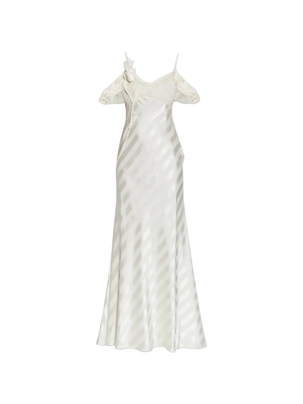 Self-Portrait lace-detail striped maxi dress - Bianco