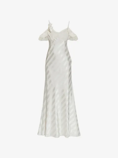 Self-Portrait lace-detail striped maxi dress