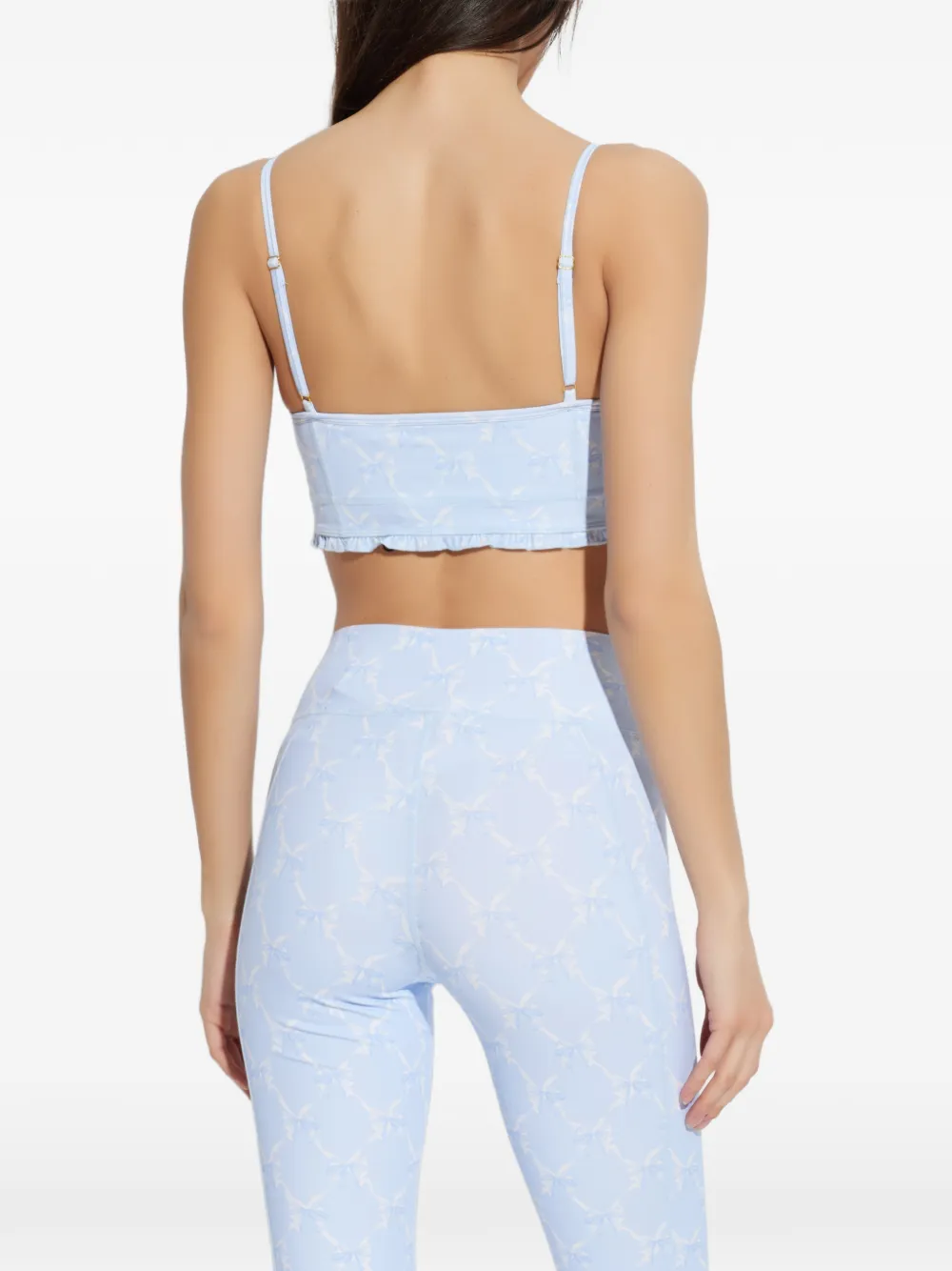 LoveShackFancy Erza top met ruches en strik Blauw