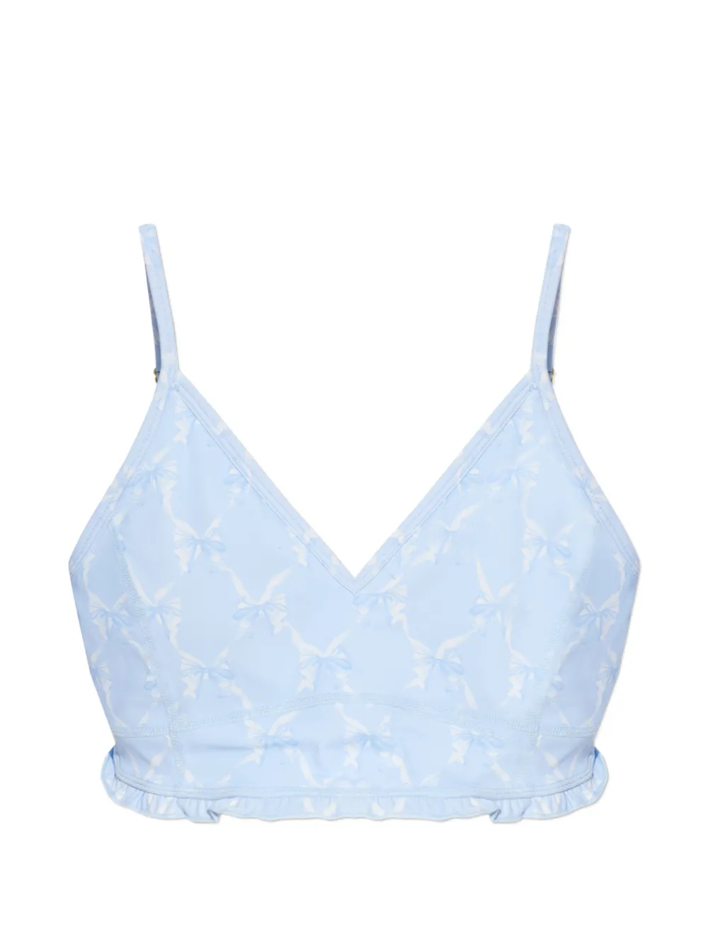 LoveShackFancy Erza ruffled bow top - Blu