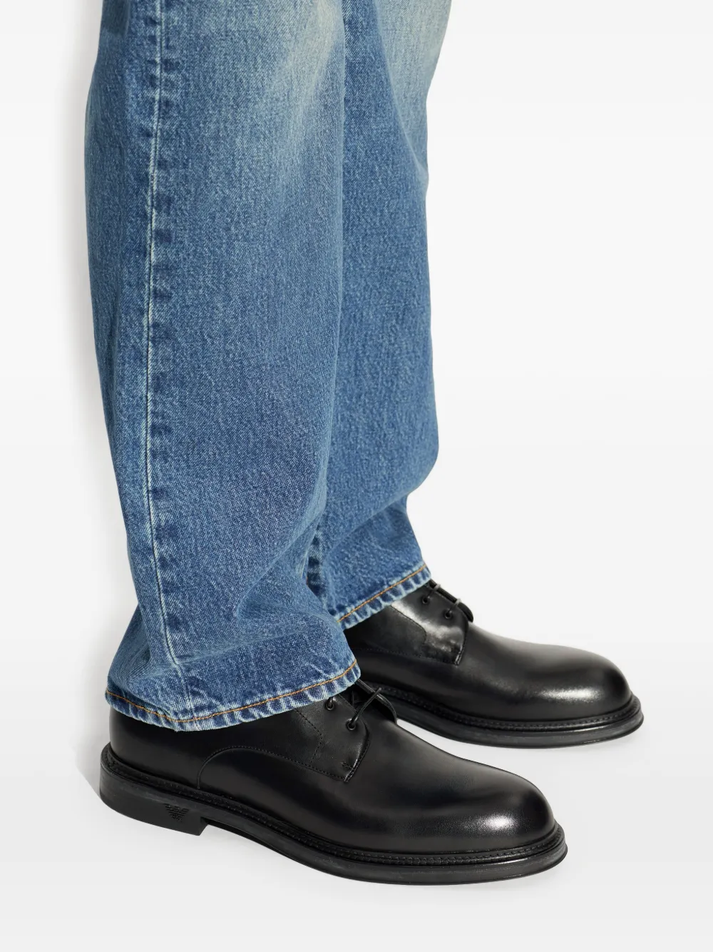 Emporio Armani Leren sneakers Zwart