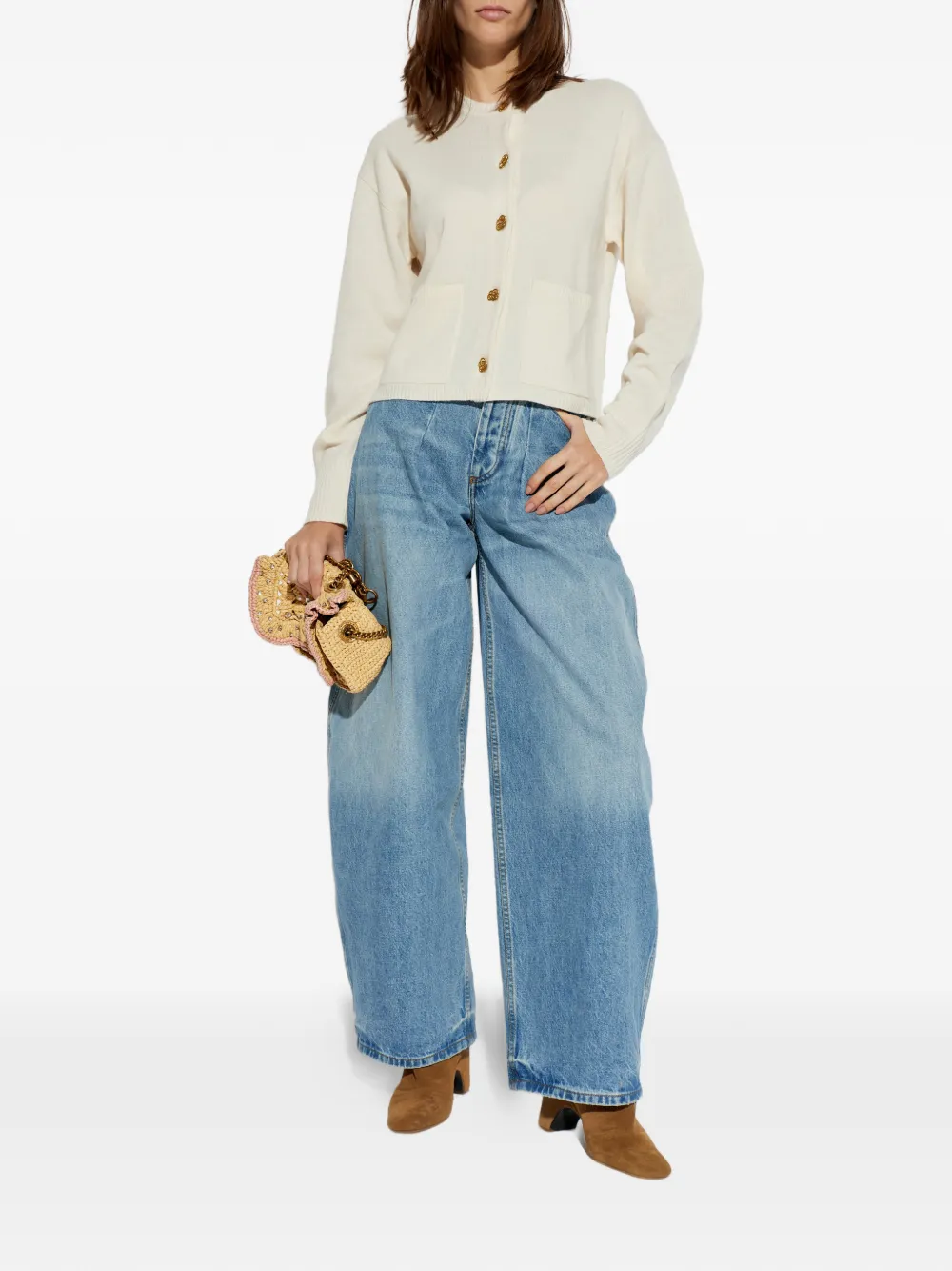 By Malene Birger Veronika vest verfraaid met knopen Beige