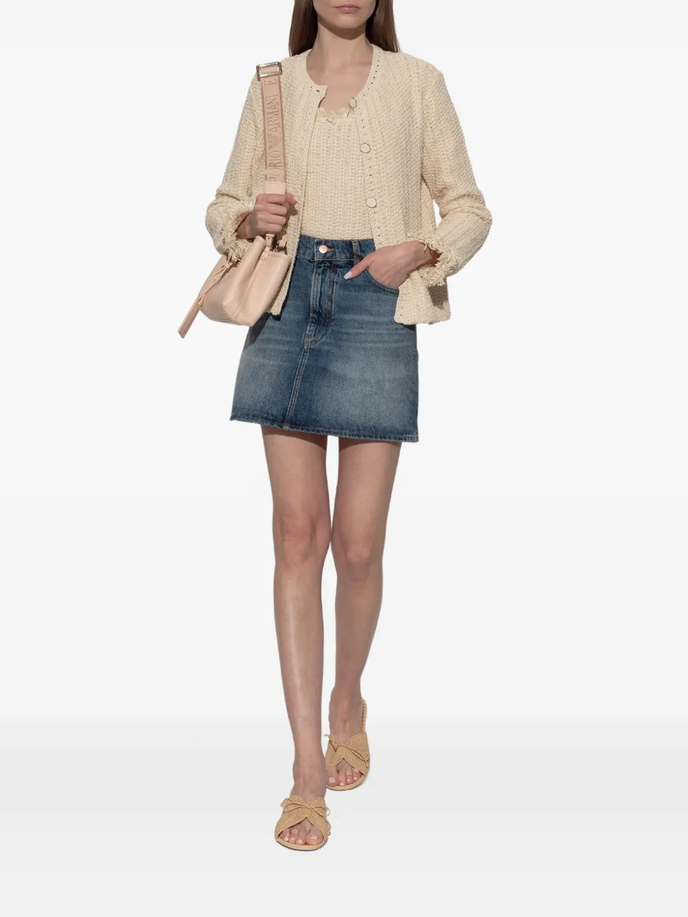Emporio Armani Denim mini-rok met logo Blauw