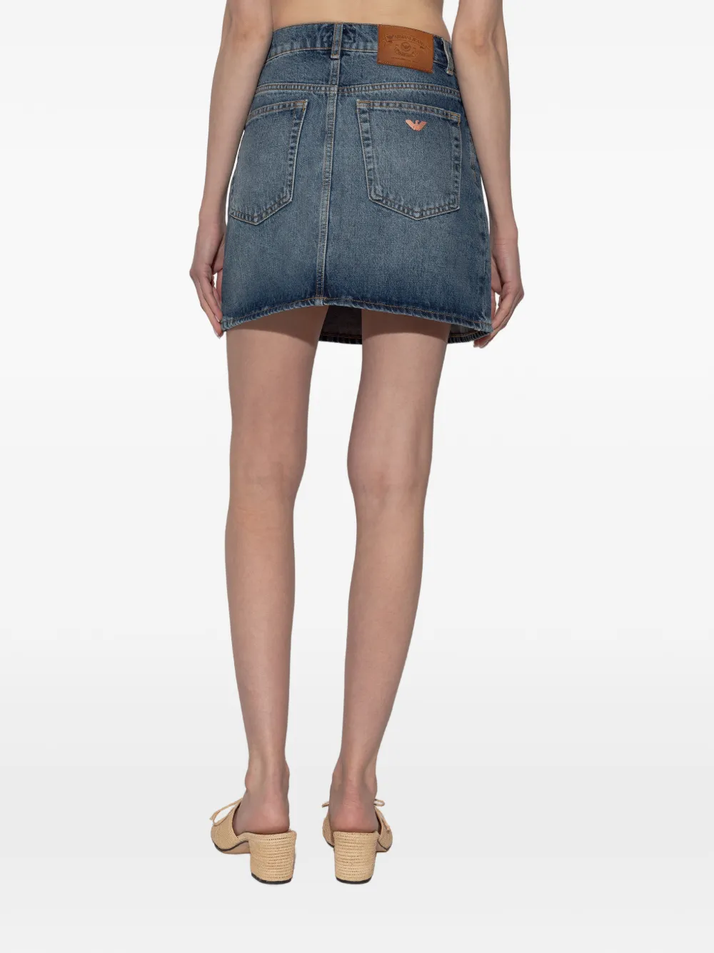 Emporio Armani Denim mini-rok met logo Blauw