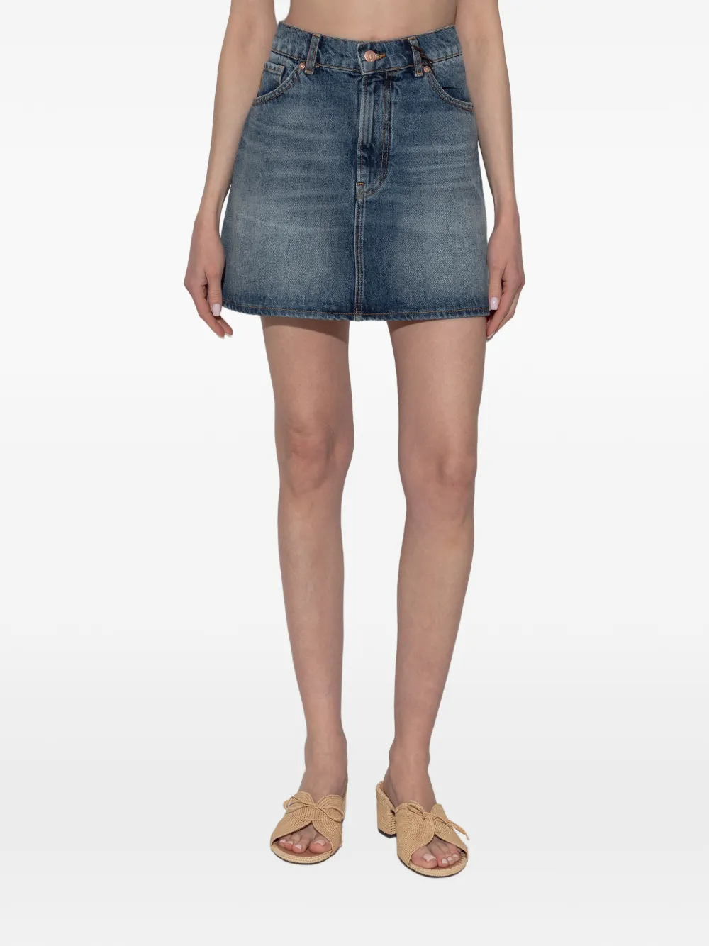 Emporio Armani Denim mini-rok met logo Blauw
