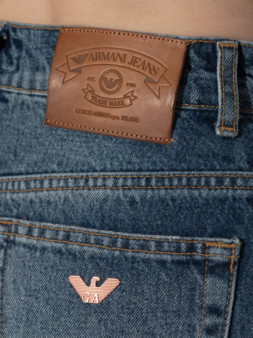 Emporio Armani Denim mini-rok met logo Blauw