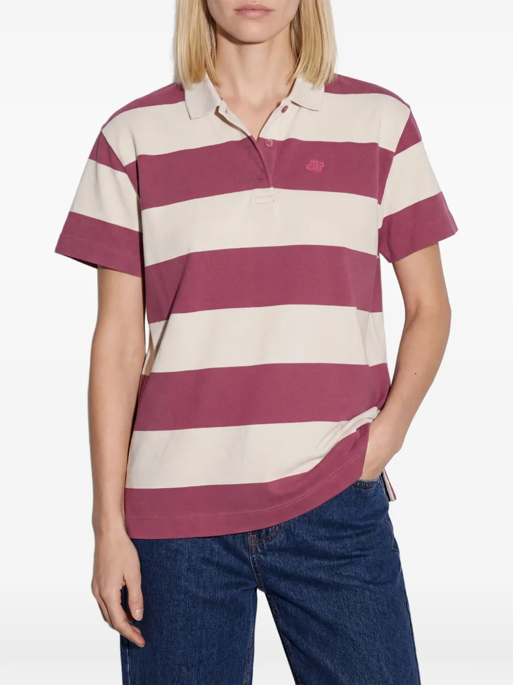  Munthe Striped Polo Top - Pink 