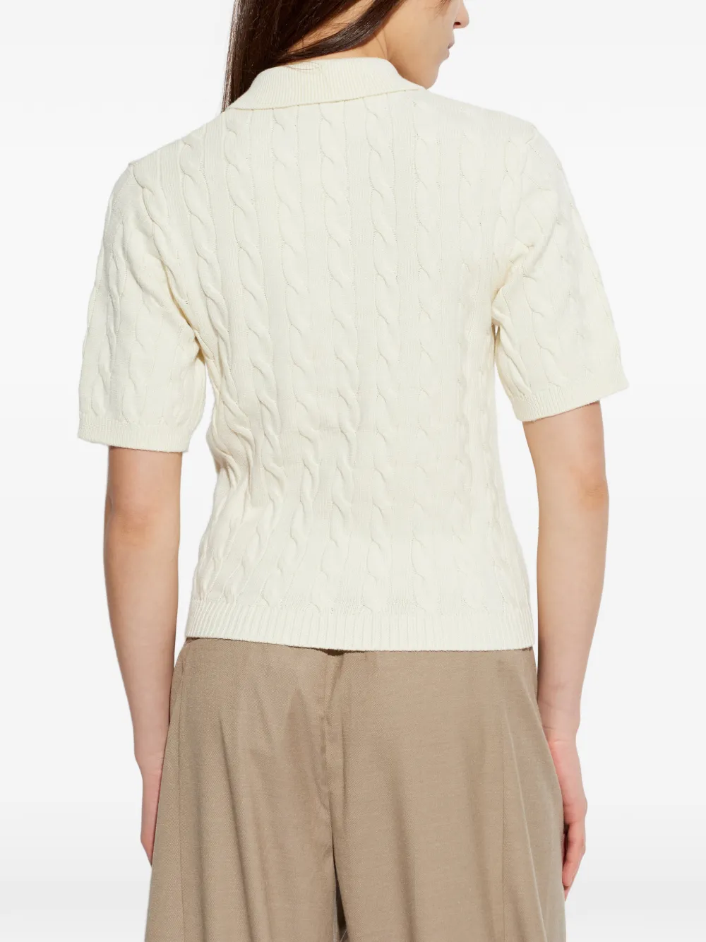 Gestuz Thilla kabelgebreid poloshirt Beige