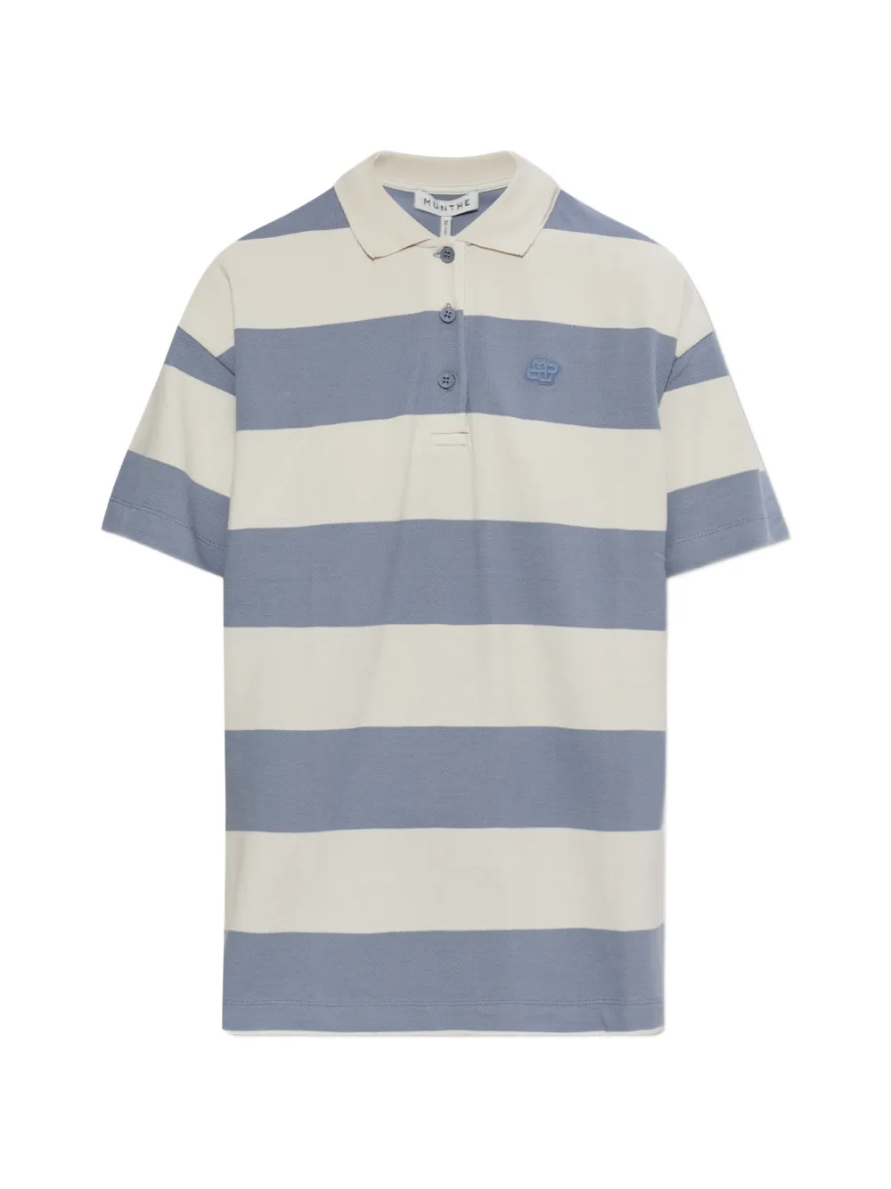 MUNTHE striped embroidered polo top - Blu