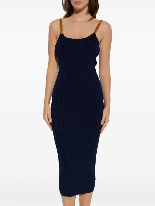 Michael Michael Kors chain-strap Ribbed Midi Dress | Blue | FARFETCH GE