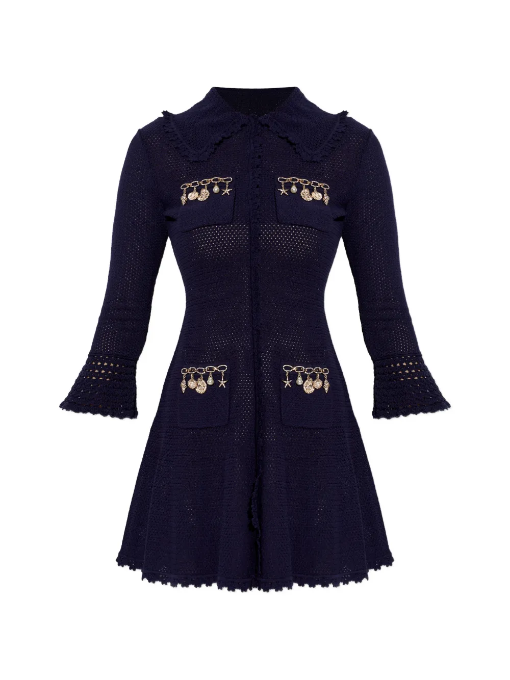 Self-Portrait embellished-collared mini dress - Blu