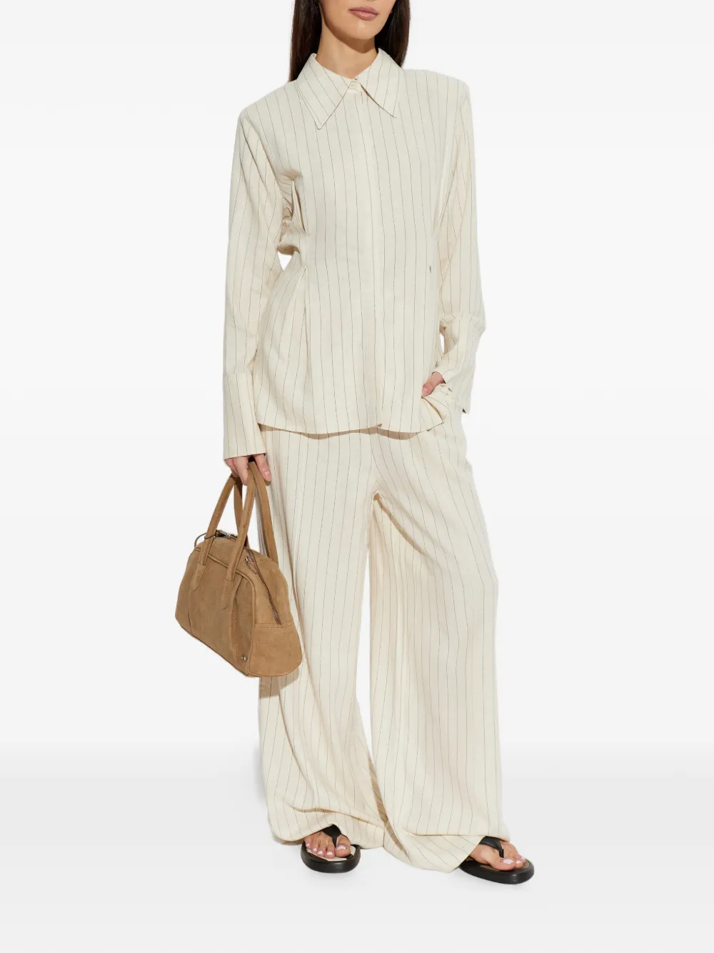  Gestuz Pinstripe Elasticated Trousers - Neutrals 