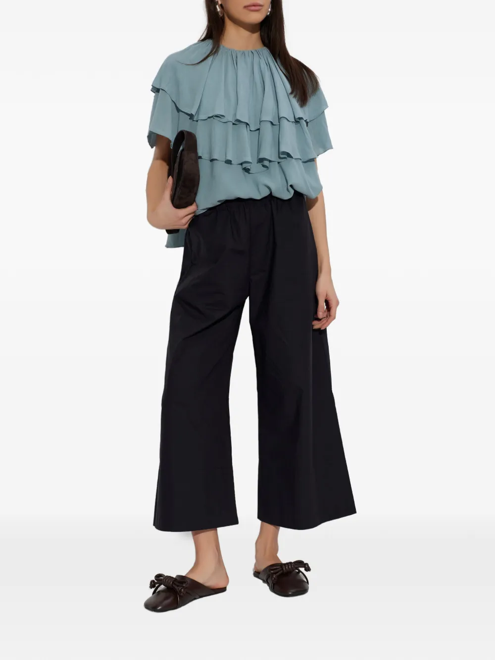 By Malene Birger Nina blouse met ruches Blauw