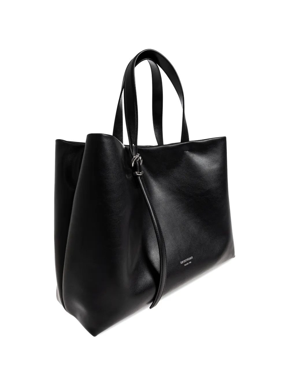 Emporio Armani Leren shopper met gesp Zwart