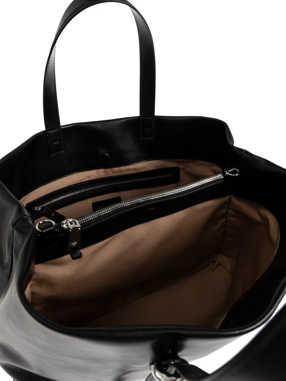 Emporio Armani Leren shopper met gesp Zwart