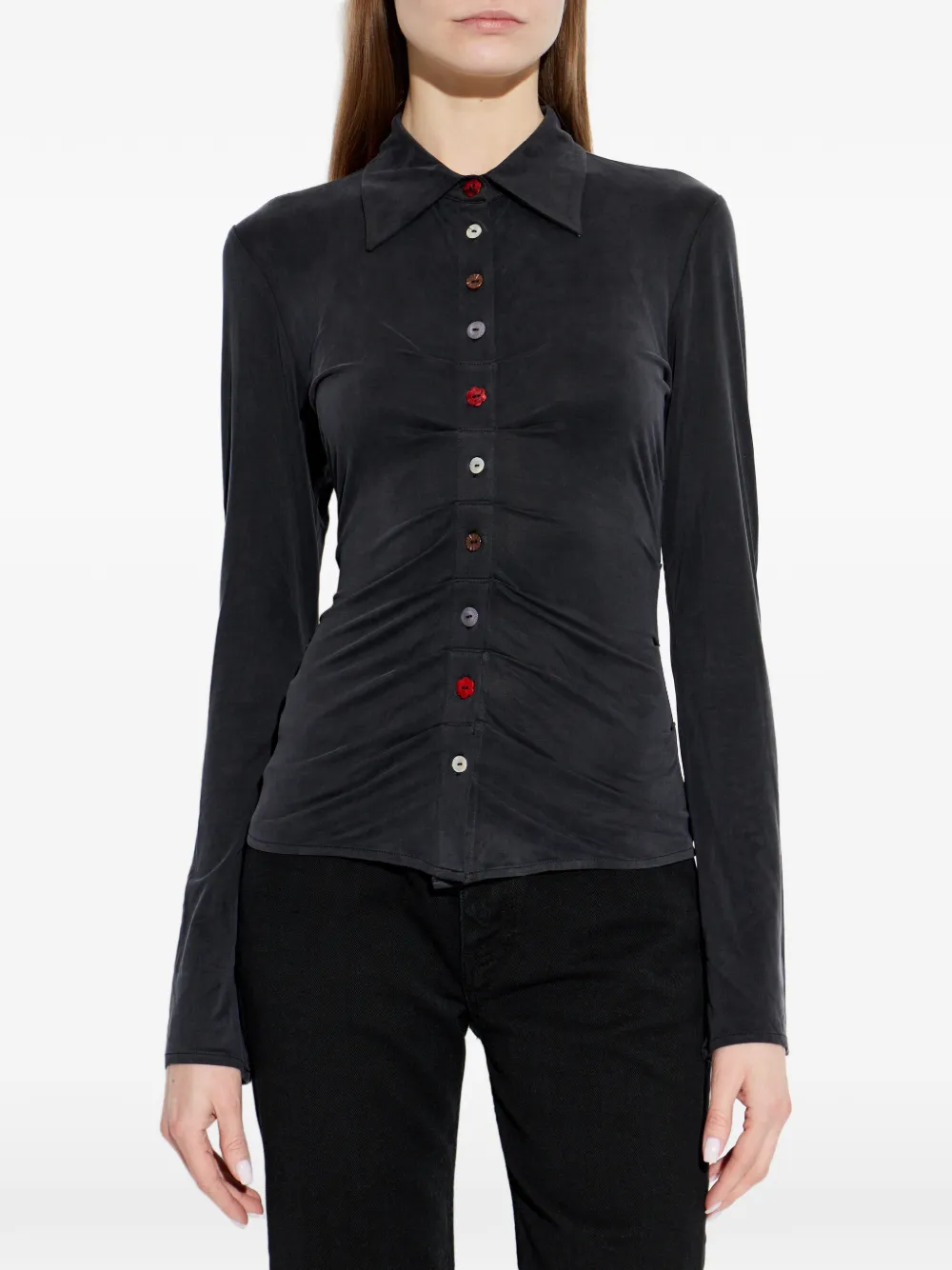  Avavav Buttoned Long-sleeve Shirt - Black 