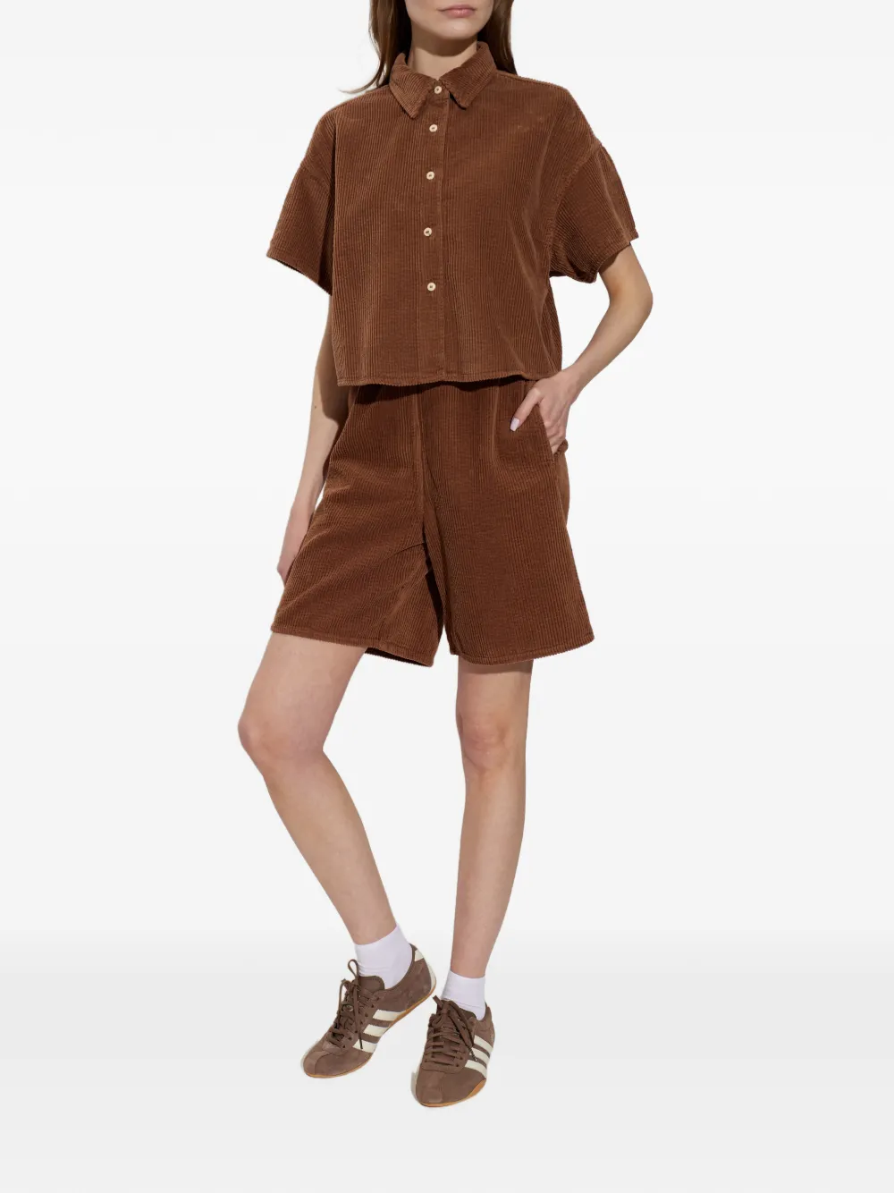 American Vintage Padow ribfluwelen blouse Bruin