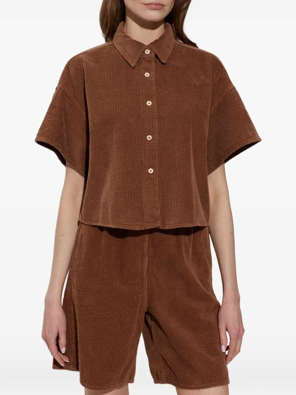 American Vintage Padow ribfluwelen blouse Bruin