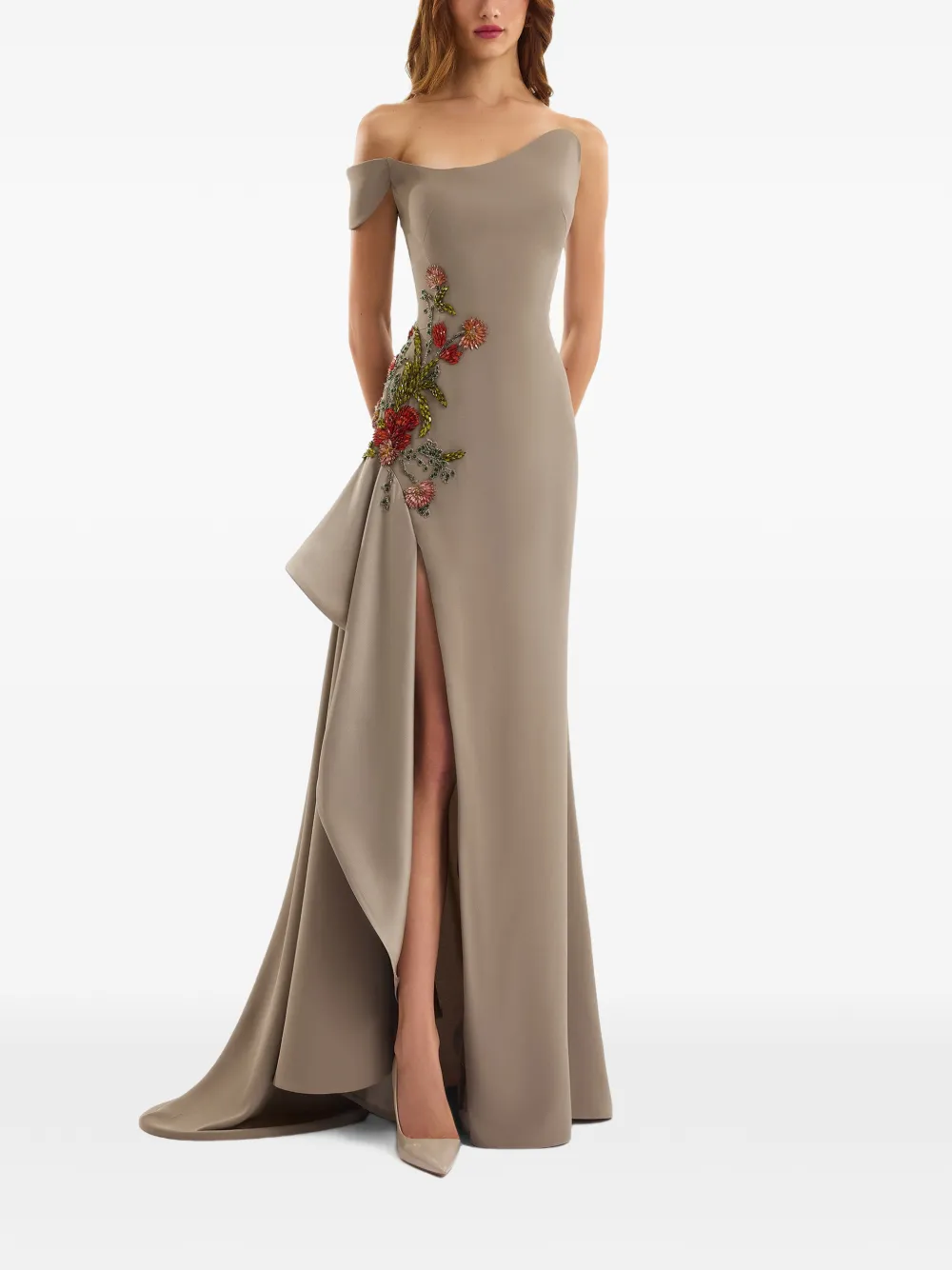 Gemy Maalouf off-shoulder embroidered maxi dress