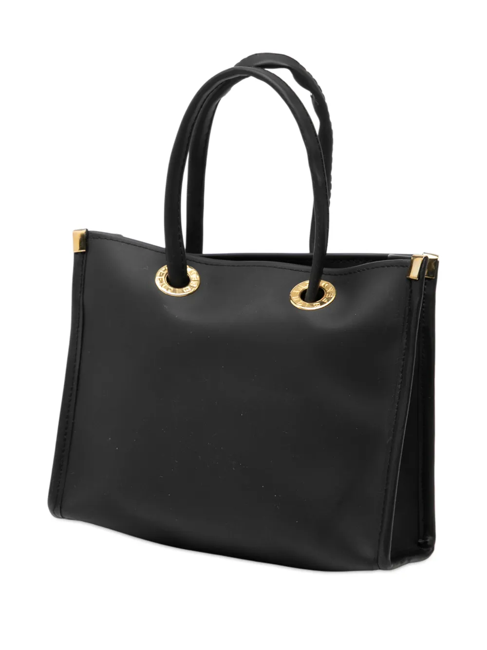 Fendi Pre-owned 2010-2026 Mini Rubber FF Logo Shopper Tote Handbag in Black, view 3