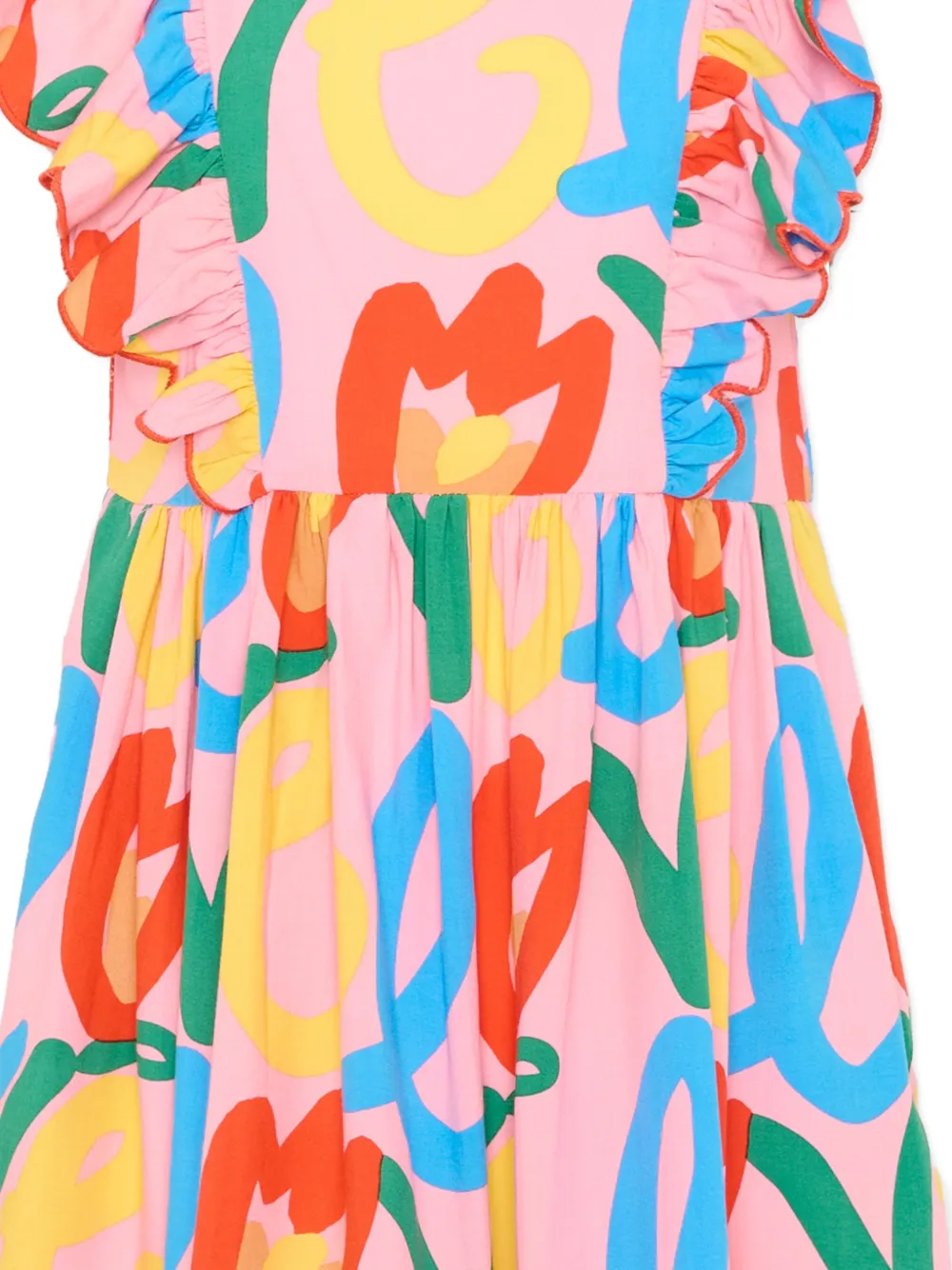 Stella McCartney Kids Jurk met print en ruches Roze
