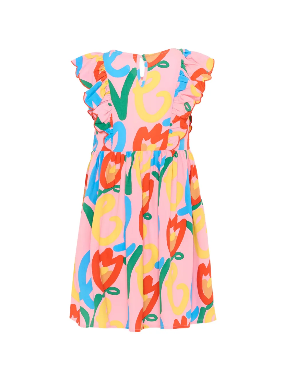 Stella McCartney Kids Jurk met print en ruches Roze